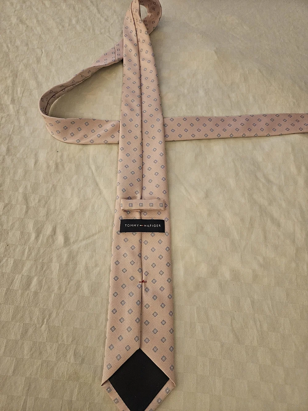 Tommy Hilfiger Light Pink Tie with Blue Floral Motif